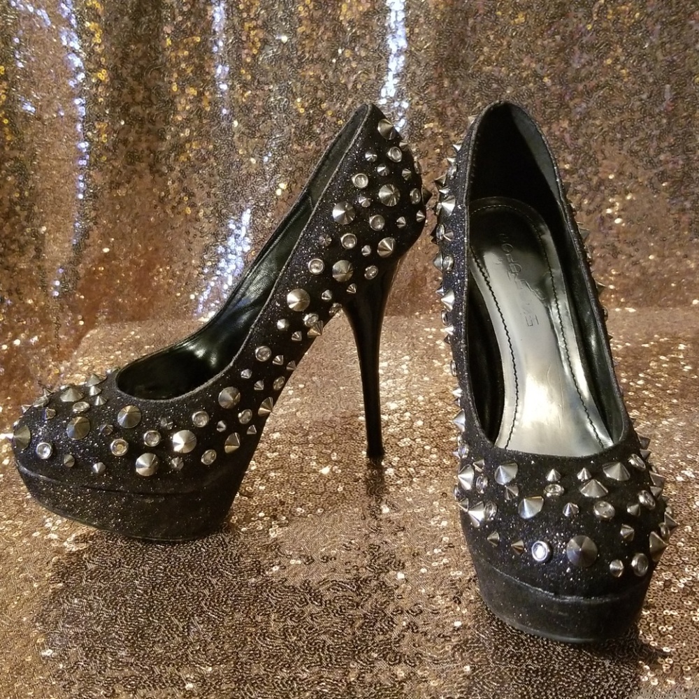 Goldfish Black Studded Platforms